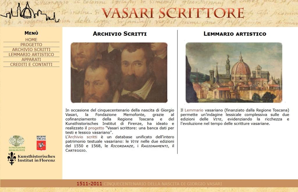 Pagina web Vasari scrittore