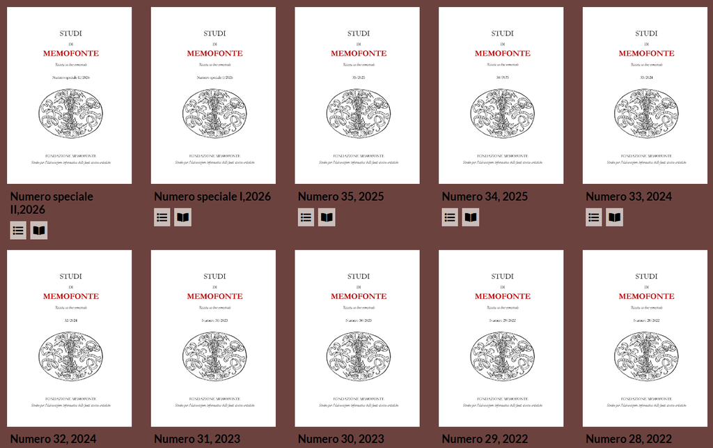 Copertine della rivista «Studi di Memofonte»
