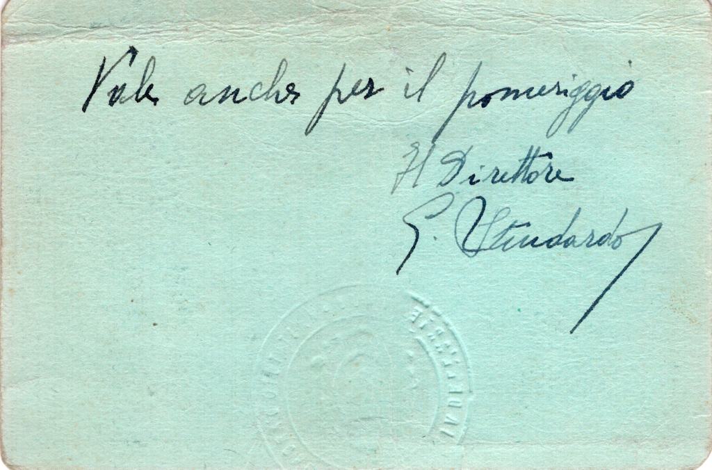 Tessera biblioteca Istituto di Archeologia e Storia dell'Arte, verso