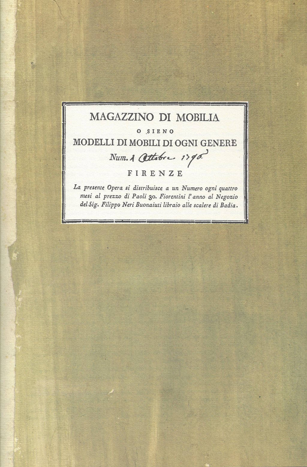 Magazzino di mobilia o sieno modelli di mobili di ogni genere (1796-1798)
