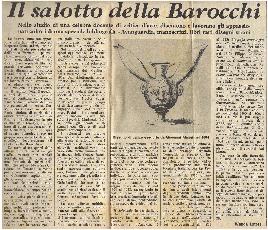 Wanda Lattes, Il salotto della Barocchi, «La Nazione», gennaio 1978
